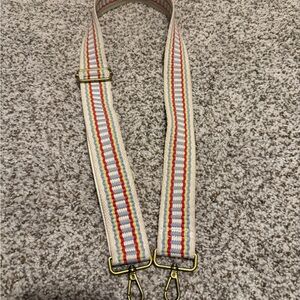 Striped Adjustable Bag Strap with Gold Hardware